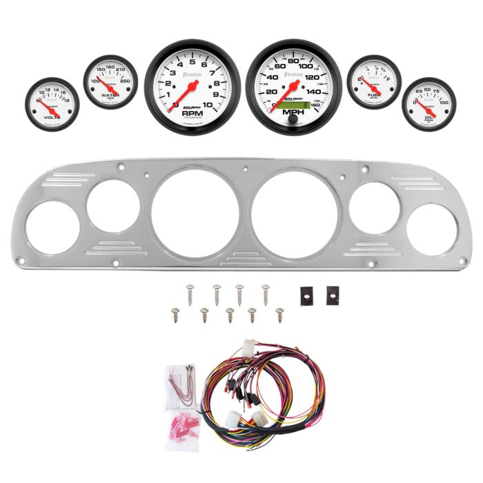 AutoMeter Phantom 57-60 Ford Truck Billet Panel/Gauge Kit - 3-3/8in. (x2) & 2-1/16in. (x4) - 2958-09