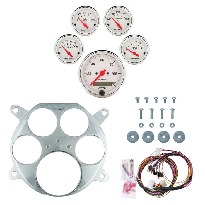 AutoMeter Arctic White 61-66 Ford Truck Billet Panel/Gauge Kit - 3-1/8in. (x1) & 2-1/16in. (x4) - 2959-03