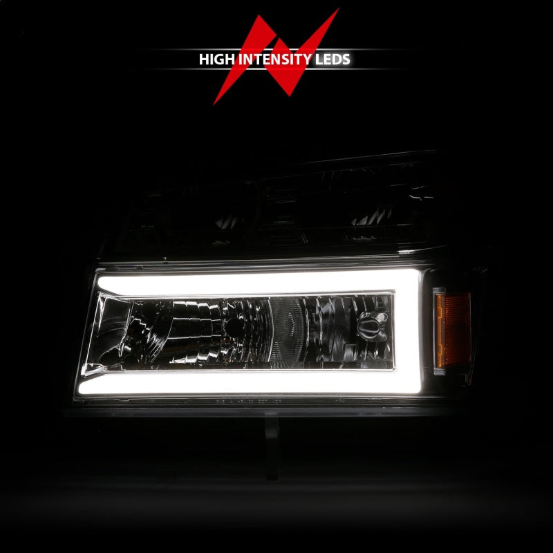 ANZO 04-12 GM Colorado/Canyon/I-Series Crystal Headlights - w/ Light Bar Chrome Housing 4pcs - 111559