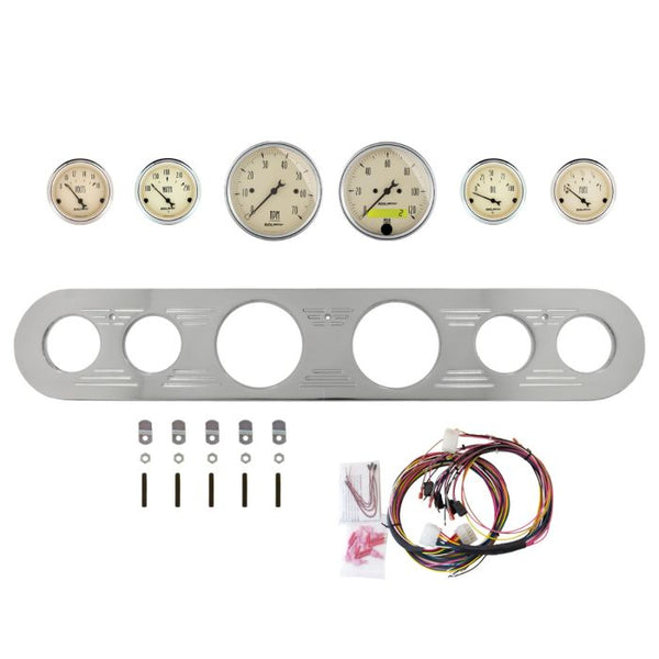 AutoMeter Antique Beige 67-72 Ford Truck Billet Panel/Gauge Kit - 3-1/8in. (x2) & 2-1/16in. (x4) - 2961-02