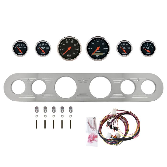 AutoMeter Designer Black 67-72 Ford Truck Billet Panel/Gauge Kit - 3-1/8in. (x2) & 2-1/16in. (x4) - 2961-06