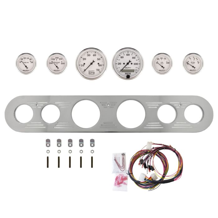 AutoMeter Old Tyme White 67-72 Ford Truck Billet Panel/Gauge Kit - 3-1/8in. (x2) & 2-1/16in. (x4) - 2961-08