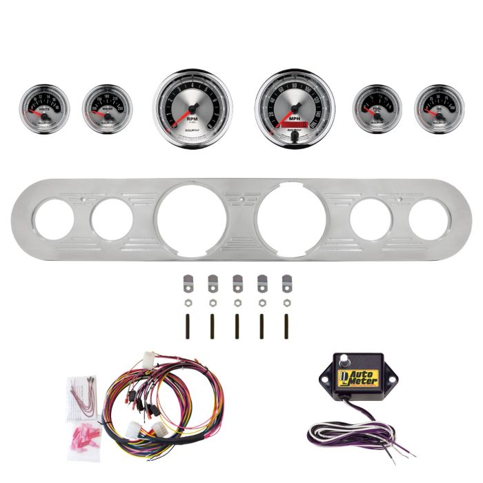 AutoMeter American Muscle 67-72 Ford Truck Billet Panel/Gauge Kit - 3-3/8in. (x2) & 2-1/16in. (x4) - 2962-01