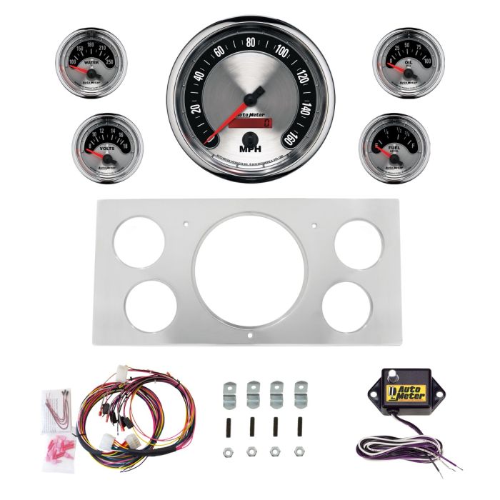 AutoMeter American Muscle 73-79 Ford Truck Billet Panel/Gauge Kit - 5in. (x1) & 2-1/16in. (x4) - 2965-01