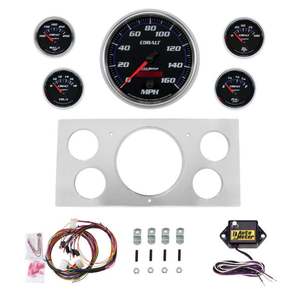 AutoMeter Cobalt 73-79 Ford Truck Direct-Fit Billet Panel/Gauge Kit - 5in. (x1) & 2-1/16in. (x4) - 2965-05