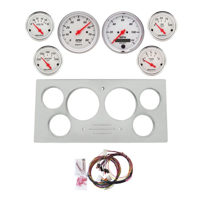 AutoMeter Arctic White 73-79 Ford Truck Billet Panel/Gauge Kit SR- 3-3/8in. (x2) & 2-1/16in. (x4) - 2966-03