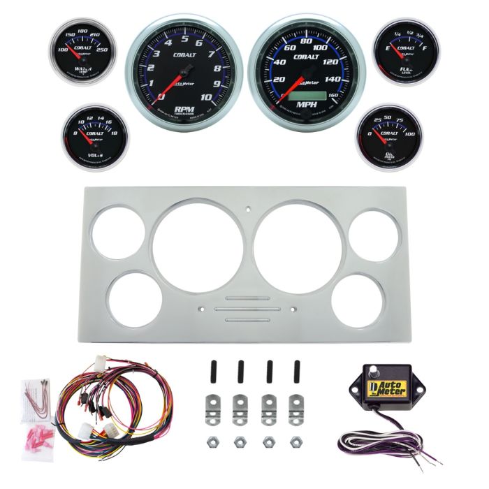 AutoMeter Cobalt 73-79 Ford Truck Direct-Fit Billet Panel/Gauge Kit - 3-3/8in. (x2) & 2-1/16in. (x4) - 2967-05