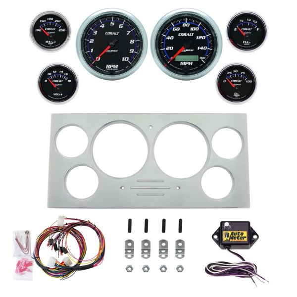 AutoMeter Cobalt 73-79 Ford Truck Direct-Fit Billet Panel/Gauge Kit - 3-3/8in. (x2) & 2-1/16in. (x4) - 2967-05