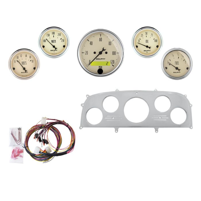 AutoMeter Antique Beige 1959 Ford Galaxie Billet Panel/Gauge Kit - 3-1/8in. (x1) & 2-1/16in. (x4) - 2968-02