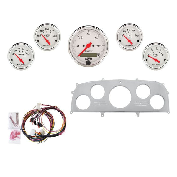 AutoMeter Arctic White 1959 Ford Galaxie Billet Panel/Gauge Kit - 3-1/8in. (x1) & 2-1/16in. (x4) - 2968-03