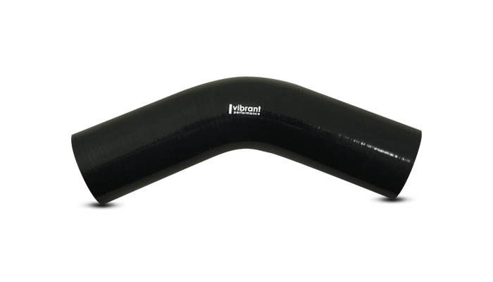 Vibrant 4 Ply Reinforced Silicone Elbow Connector - 1.25in ID x 8in Leg 45 Deg Elbow (BLACK) - 2969