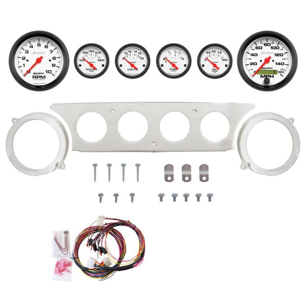 AutoMeter Phantom 63-64 Ford Galaxie Billet Panel/Gauge Kit - 3-3/8in. (x2) & 2-1/16in. (x4) - 2970-09