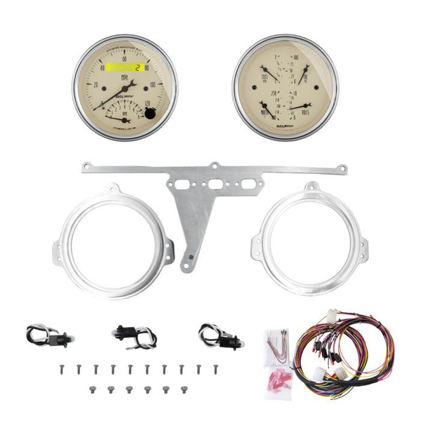 AutoMeter Antique Beige 66-67 Ford Falcon Direct-Fit Billet Panel/Gauge Kit - 3-3/8in. (x2) - 2971-02