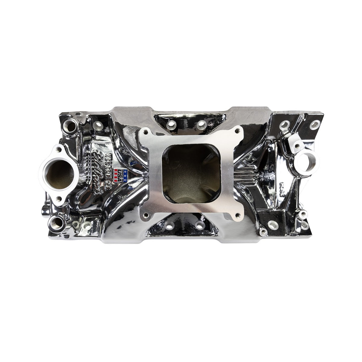 Edelbrock Chevy SB Victor Jr. 23 Degree Intake Manifold - Chrome Plasma Finish - 2975-CP