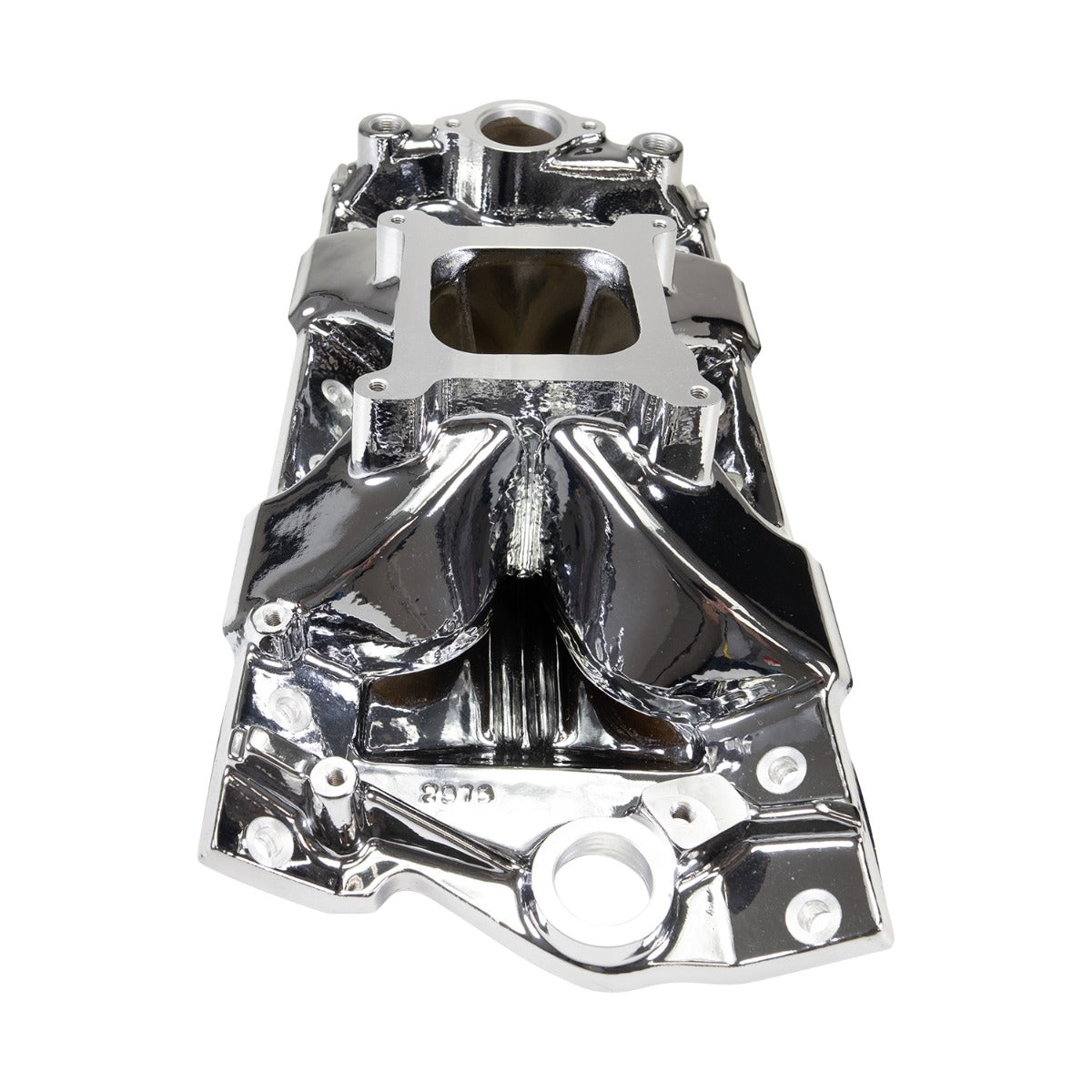 Edelbrock Chevy SB Victor Jr. 23 Degree Intake Manifold - Chrome Plasma Finish - 2975-CP