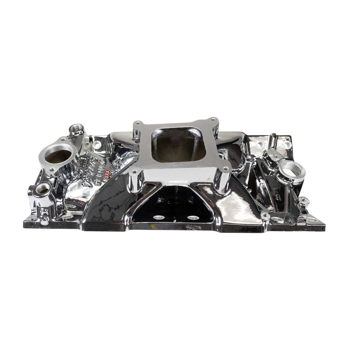 Edelbrock Chevy SB Victor Jr. 23 Degree Intake Manifold - Chrome Plasma Finish - 2975-CP