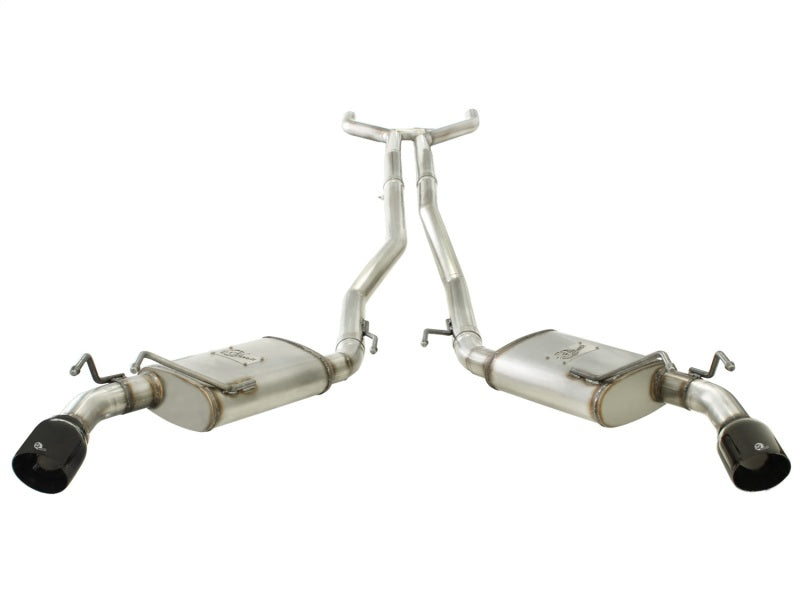 aFe MACHForce XP Exhaust 2.5in Stainless Steel CB/10-13 Chevy Camaro V6-3.6L (td) (gloss blk tip) - 49-44042-B