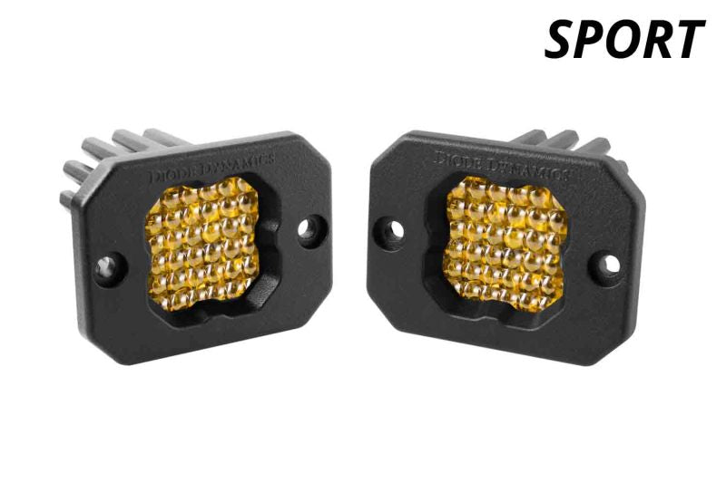 Diode Dynamics Stage Series C1 LED Pod Sport - Yellow Flood Flush ABL (Pair) - DD6473P