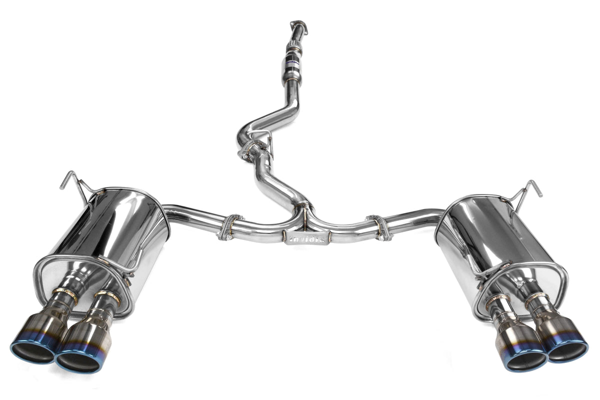 Invidia 15+ Subaru WRX/STI 4Dr Q300 Twin Outlet Rolled Titanium Burnt Quad Tip Cat-Back Exhaust - HS15STIG3T