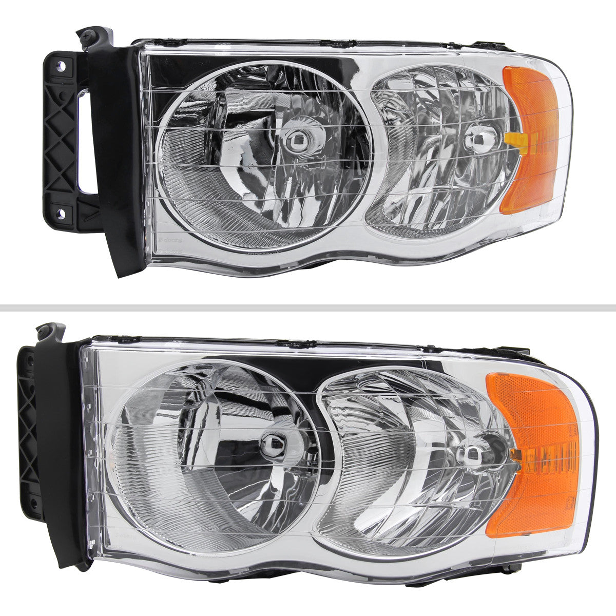Spec-D Tuning - 2002-2005 Dodge RAM 1500/ 2003-2005 RAM 2500 3500 Factory Style Headlights (Chrome Housing/Clear Lens) - 2LH-DGP02-RS