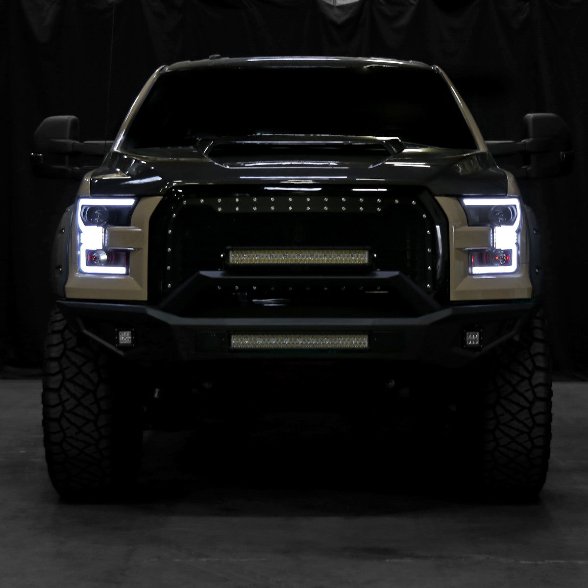 Spec-D Tuning - 2015-2017 Ford F-150 LED Bar Projector Headlights w/ Switchback Sequential Turn Signals (Black Housing / Clear Lens) - 2LHP-F15015JM-SQ-RS