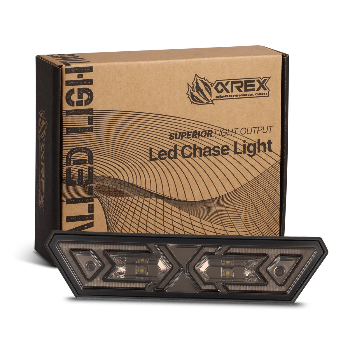 AlphaRex Arrow-X  Universal Multi-Functional Off-Road L.E.D Chase Light - Black Smoke - 940019 by AlphaRex - front view