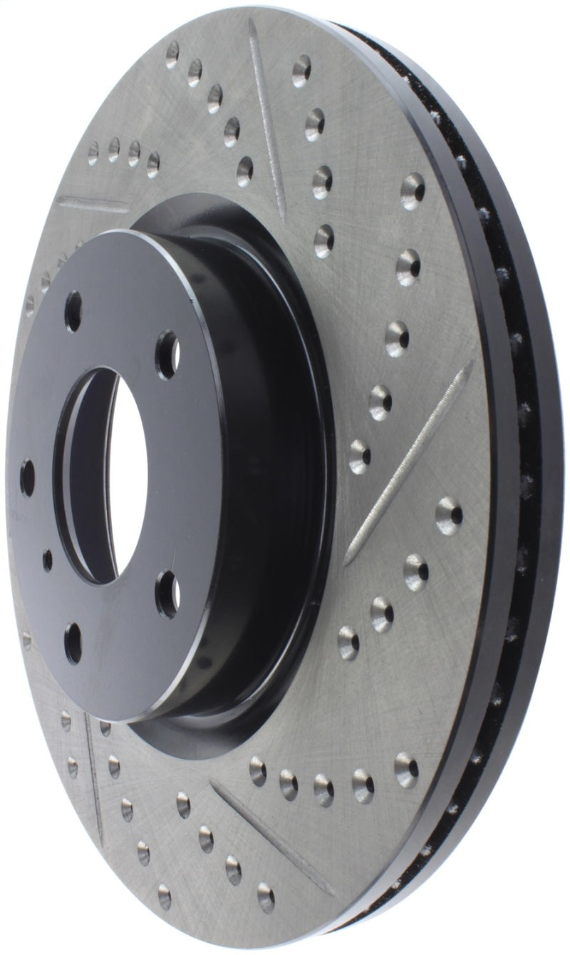 StopTech 1/02-05 Infiniti G35 (alloy disc) / 6/02-05 Nissan 350Z Slotted & Drilled Left Front Rotor - 127.42074L