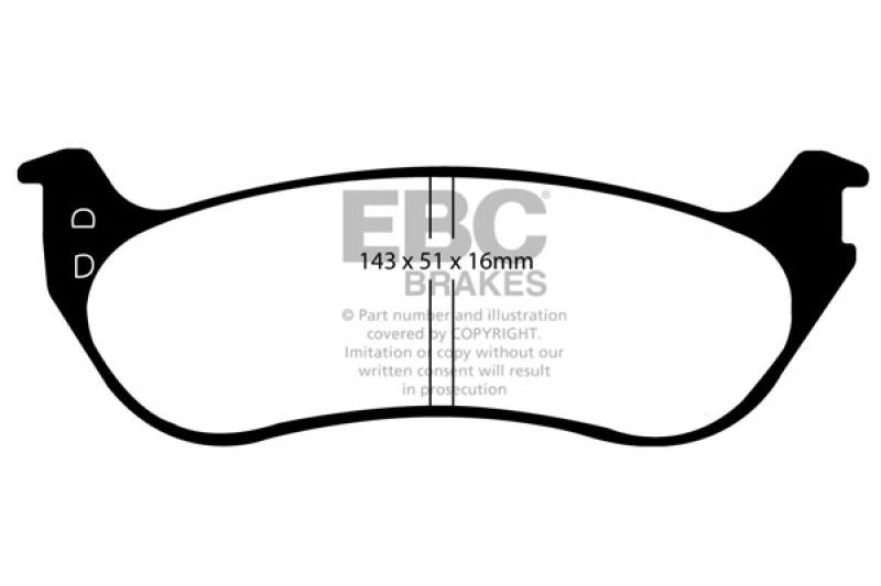 EBC 06-10 Ford Explorer 4.0 2WD Ultimax2 Front Brake Pads - UD1158 for 2006-2010 Ford Explorer - front view