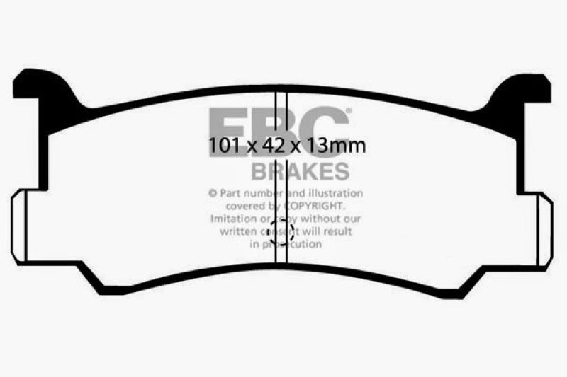 EBC 91-96 Ford Escort 1.8 Ultimax2 Front Brake Pads - UD473 for 1991-2003 Ford Escort - front view