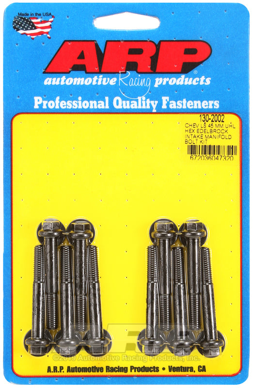 ARP Chevy LS 45mm UHL hex Edelbrock intake manifold bolt kit - 130-2002