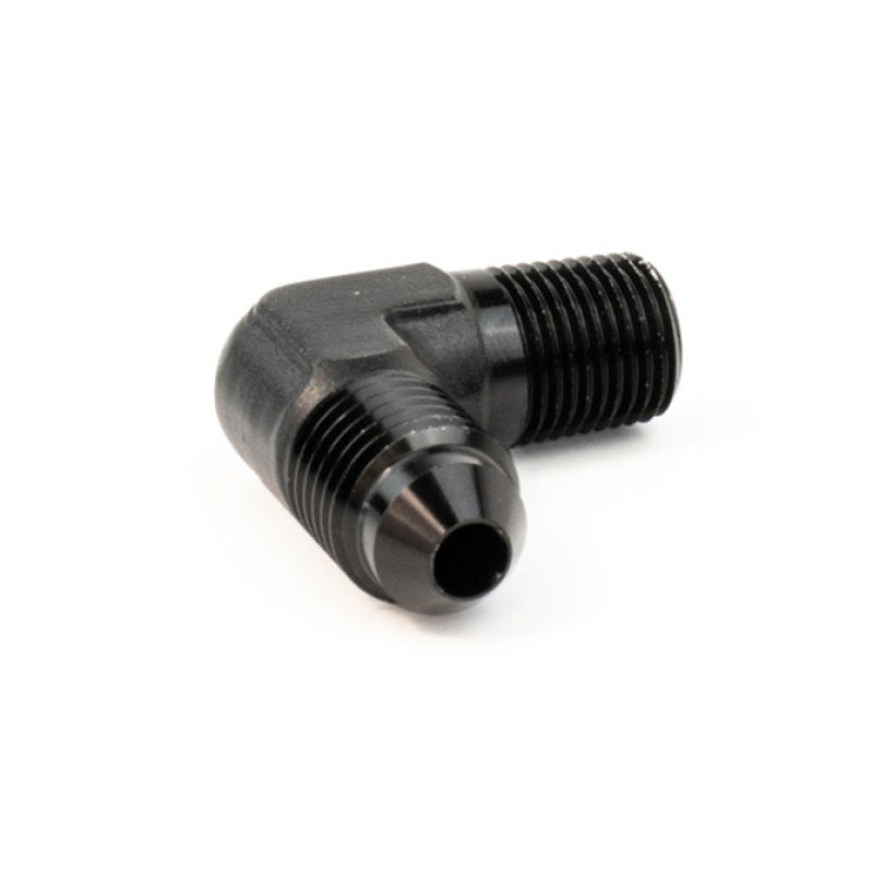 Snow Performance 1/8in NPT to 4AN Elbow Water Fitting (Black) - SNO-807-BRD by Snow Performance - angle view