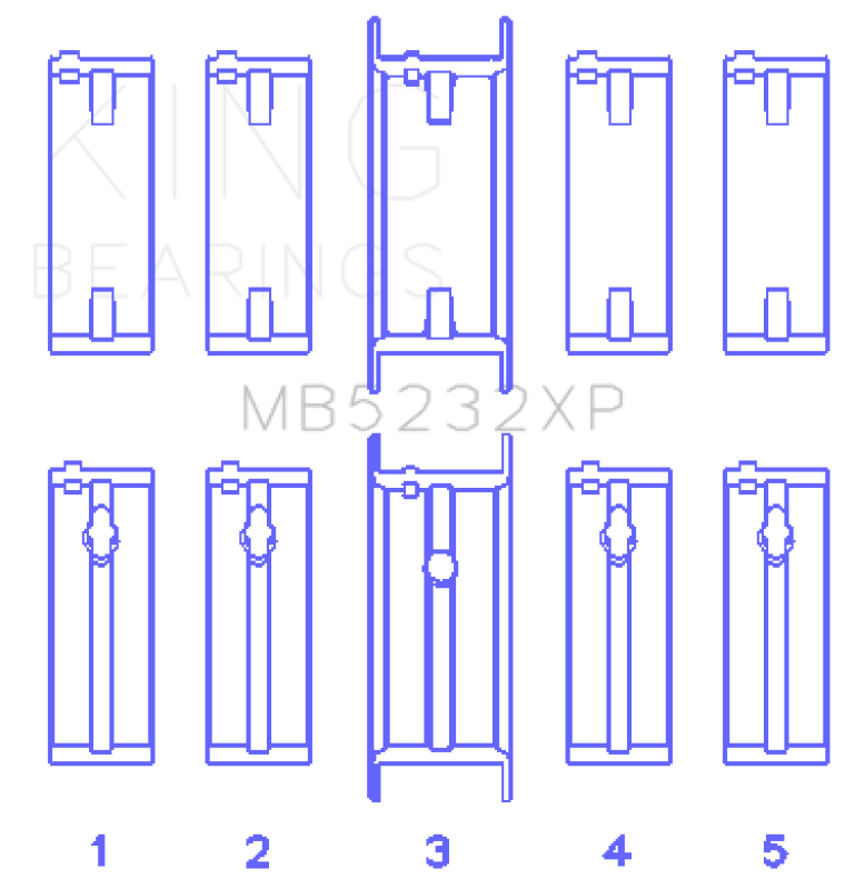 King Engine Bearings Nissan CA16DET/CA18DET/CA20ET (Size +0.50mm) Main Bearing Set - MB5232XP0.5