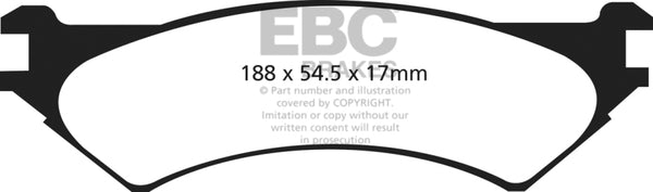 EBC 97-00 Ford Econoline E250 4.2 (4 Wheel ABS) Ultimax2 Rear Brake Pads - UD802 for 1999-2007 Ford E 350 - front view