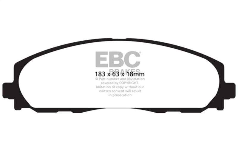 EBC 2016+ Chrysler Pacifica (RU) 3.6L Ultimax2 Rear Brake Pads - UD1901 for 2017-2025 Chrysler Pacifica - front view