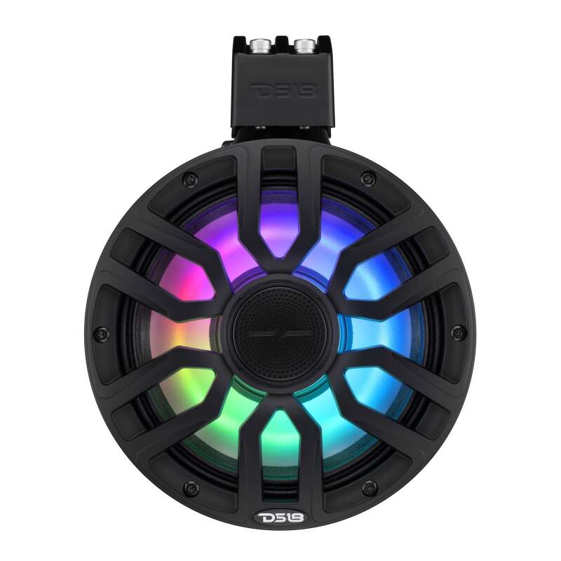 DS18 8in NXL-iQ Marine Tower Speaker with Digital LEDs Neodymium Magnet 1in Driver 350W 4Ohm Black - NXL-IQ8TPNEO/BK - side view