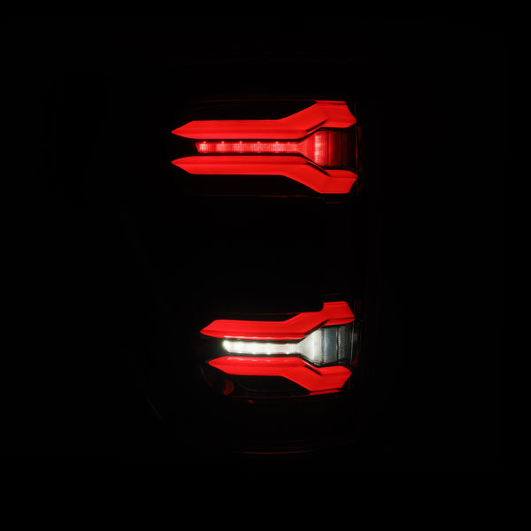 AlphaRex 21-23 Ford F-150 LUXX LED Taillights - Alpha-Black w/ BLIS - 653060 for 2021-2023 Ford F 150 - front view