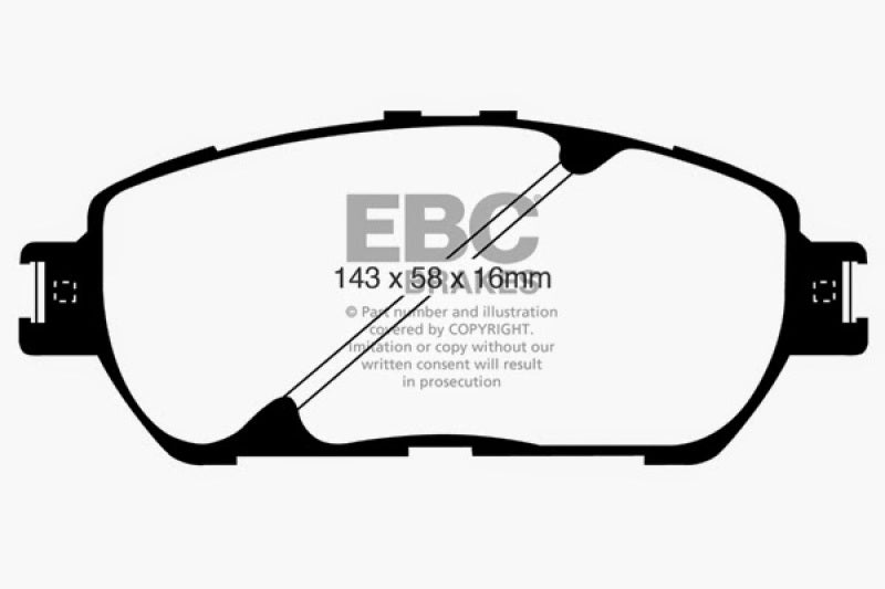 EBC 02-03 Lexus ES300 3.0 Ultimax2 Front Brake Pads - UD906 for 2005-2018 Toyota Tacoma - front view