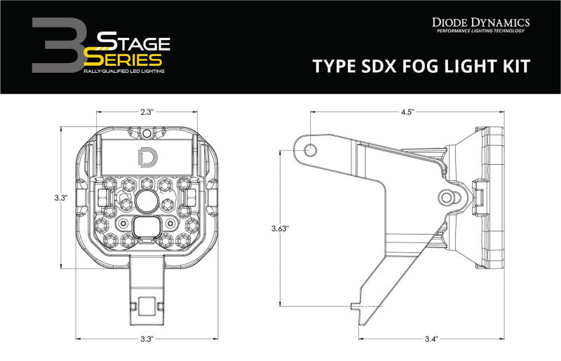 Diode Dynamics SS3 Sport Type SDX Kit ABL - Yellow SAE Fog - DD7102 for 1999-2010 Ford F 250 - detail view