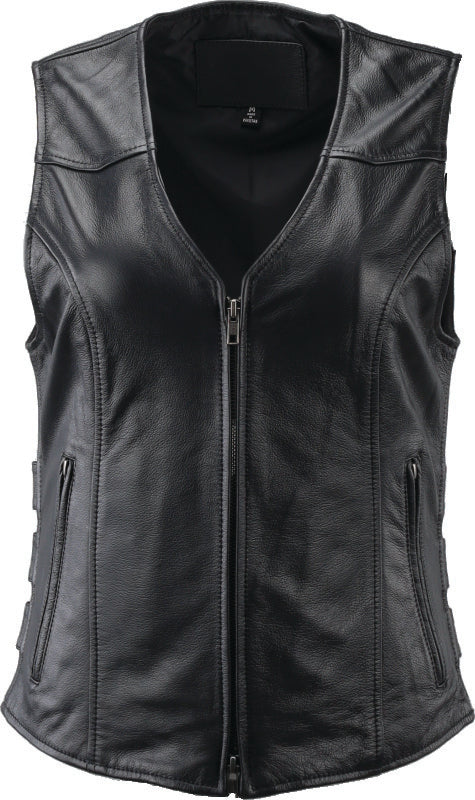 Kuryakyn Leather By River Road Plains Leather Vest Black Womens - Small - 094412 - front view
