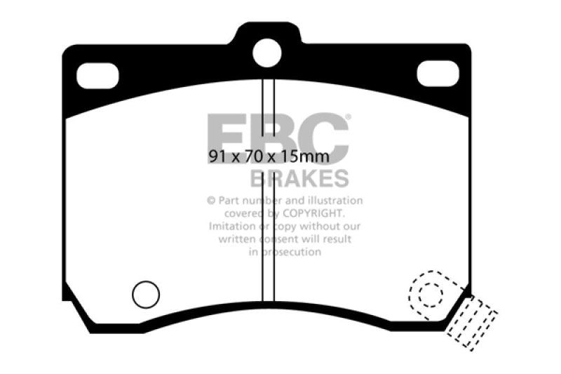 EBC 91-96 Ford Escort 1.8 Greenstuff Front Brake Pads - DP2824 for 1991-2003 Ford Escort - front view