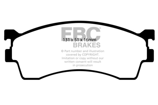 EBC 01-04 Mazda Protege 2.0 (Rear Drums) Yellowstuff Front Brake Pads - DP41409R for 2001-2003 Mazda Protege - front view