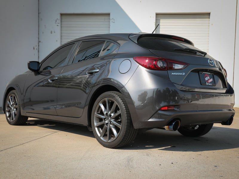 aFe Takeda 2-1/2in 304 SS Cat-Back Exhaust w/ Blue Flame Tips 14-18 Mazda 3 L4 2.0L/2.5L - 49-37015-L