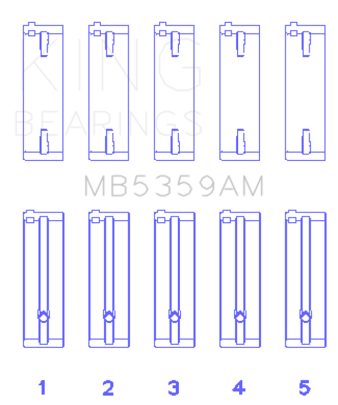 King Engine Bearings Mazda Fe 2.0L (Size +0.25mm) Main Bearing Set - MB5359AM0.25
