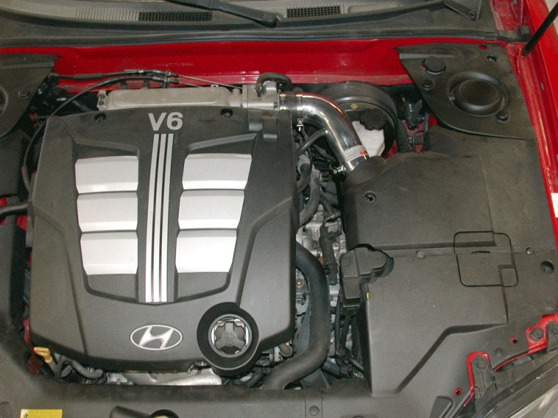 K&N 03 Hyundai Tiburon 2.7L-V6 Silver Typhoon Short Ram Intake - 69-5300TS for 2003-2005 Hyundai Tiburon - angle view