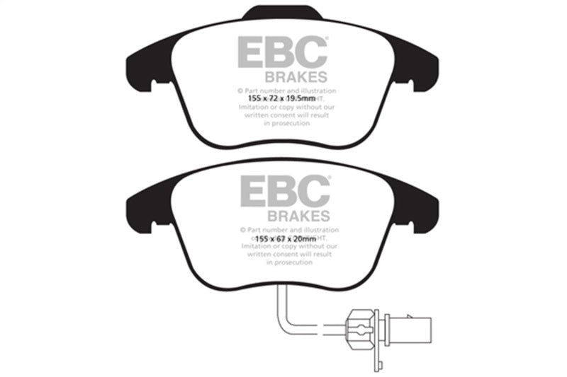 EBC 10+ Audi A5 2.0 Turbo Redstuff Front Brake Pads - DP31998C for 2010-2017 Audi A5 - front view