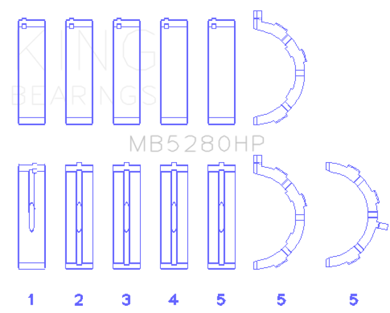 King Ford Prod. V8 4.6L/5.4L (Size 0.25) Performance Main Bearing Set - MB5280HP0.25