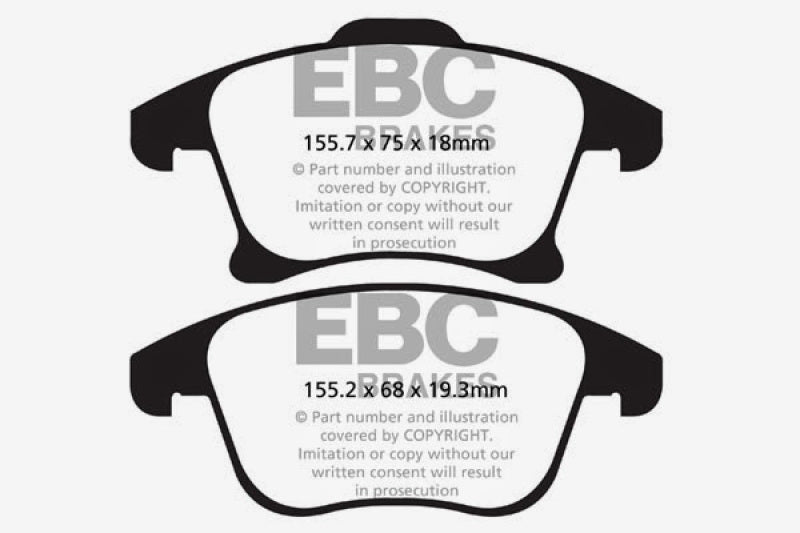 EBC 13+ Ford Fusion 1.6 Turbo Yellowstuff Front Brake Pads - DP42159R