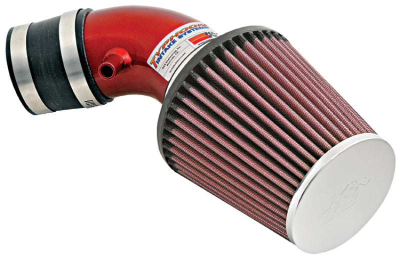 K&N 02-06 Mini Cooper (Non S) Red Typhoon Short Ram Intake - 69-2020TR for 2002-2006 Mini Cooper - angle view