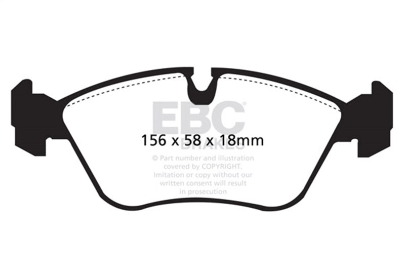 EBC 01-05 Volvo S60 2.3 Turbo T5 Ultimax2 Rear Brake Pads - UD795 for 2001-2009 Volvo S60 - front view