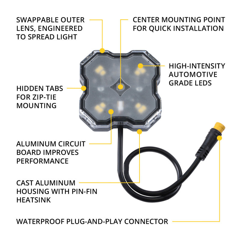 Diode Dynamics Stage Series SXS Rock Light Installer Kit - White Diffused M8 (4-pack) - DD7750